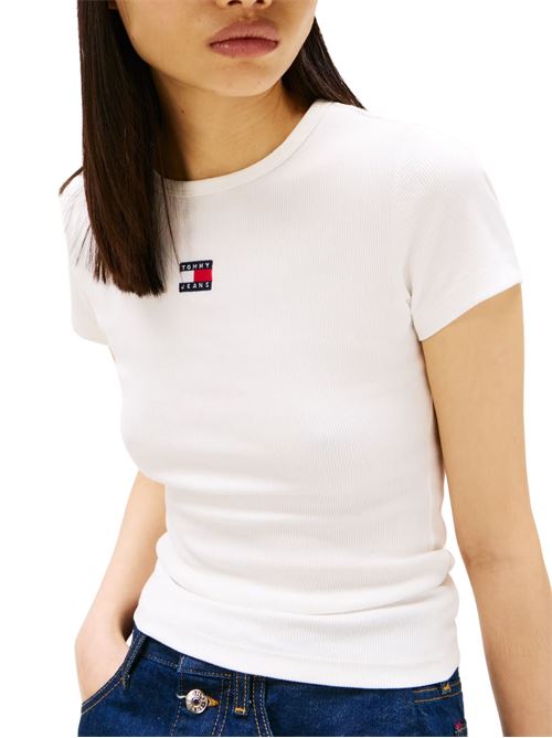 T-shirt donna bianca in cotone Tommy Jeans | DW0DW17881YBL